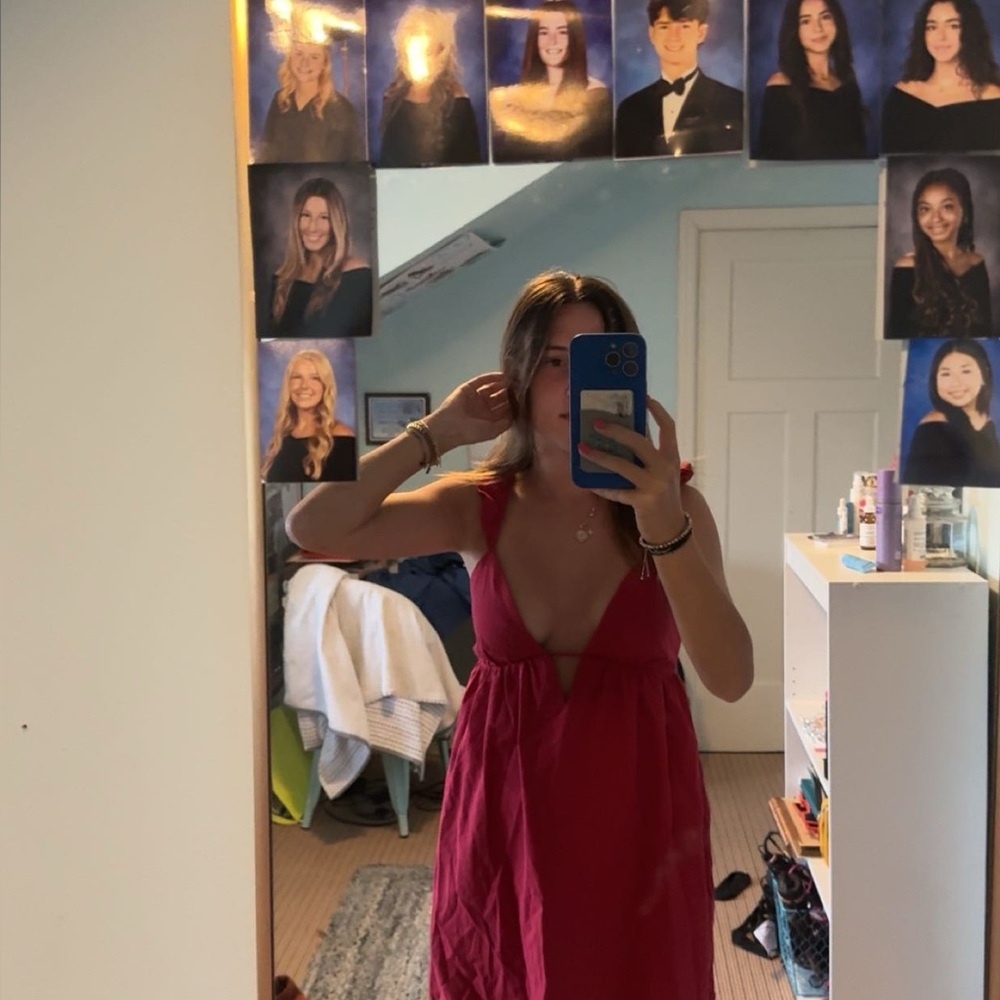 red ruffle cotton mini dress